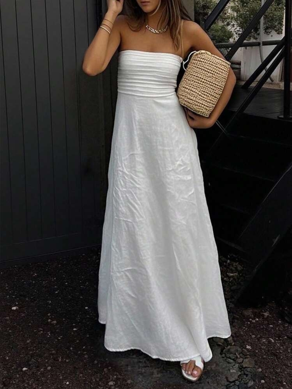 Strapless White Maxi Skirt